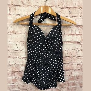 Merona Small Pinup Black White Polka Dot One Piece